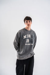 BLUZA OVERSIZE GRI PRESPALAT "PIERCER"